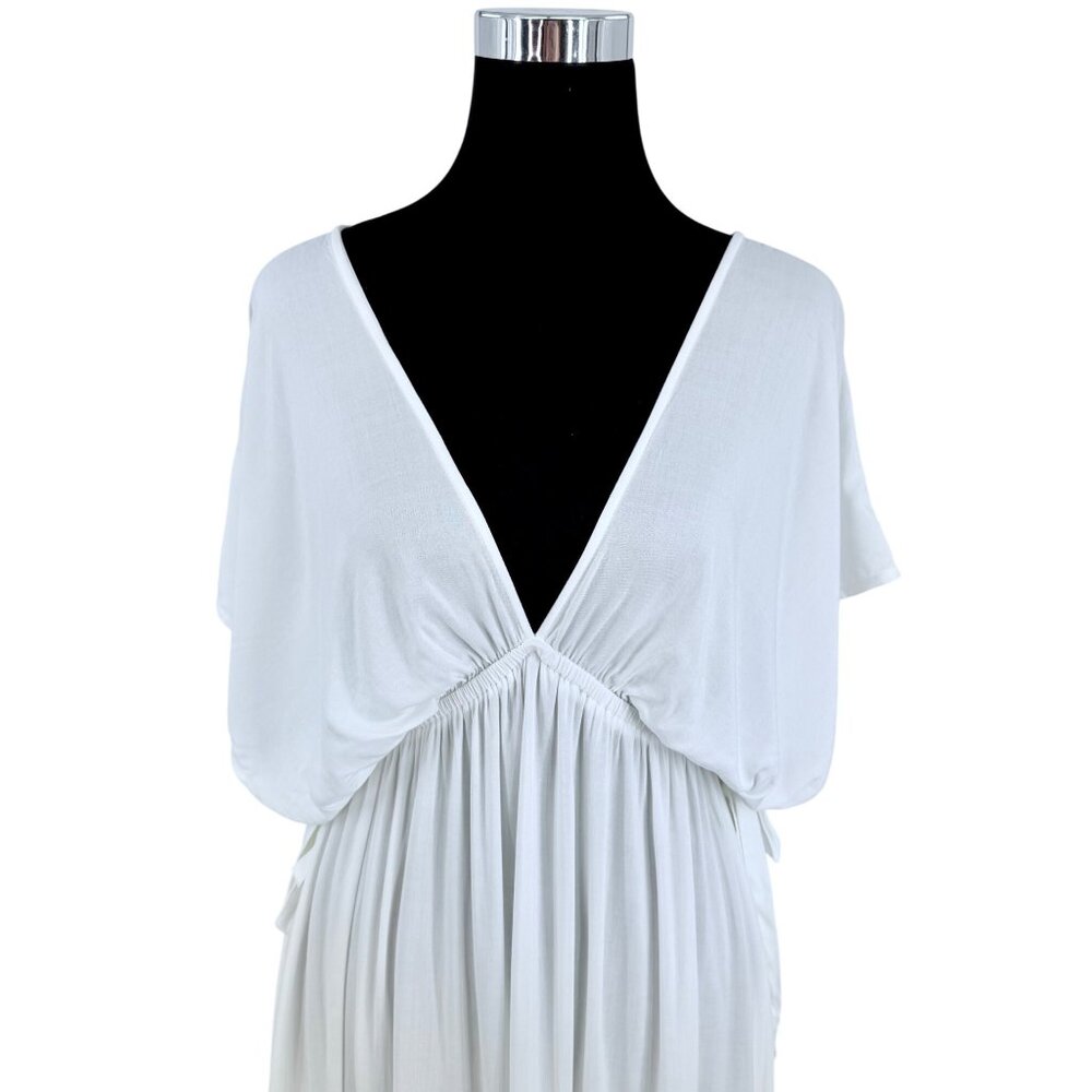ASOS Maternity White V-Neck Maxi Dress Butterfly Sleeve Empire Waist Boho - Picture 3 of 16